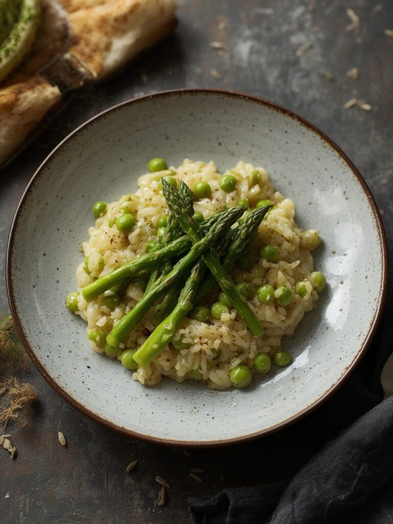 Asparagus & pea risotto