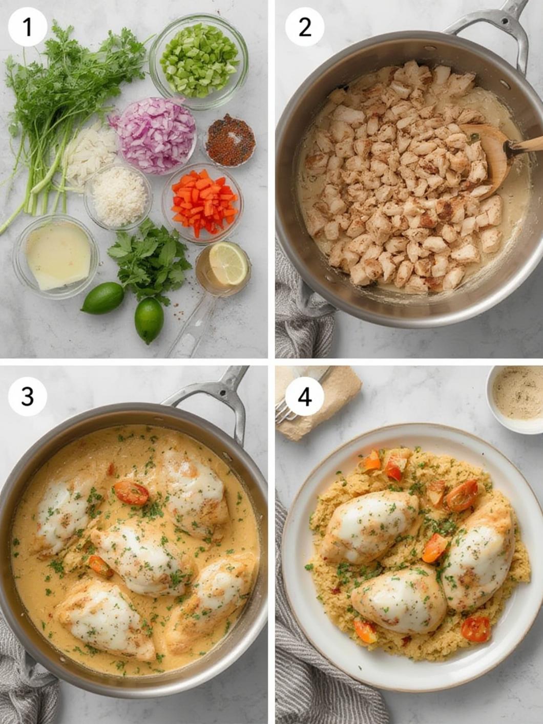 Sautéing diced onions and garlic in a skillet for Tuscan Chicken